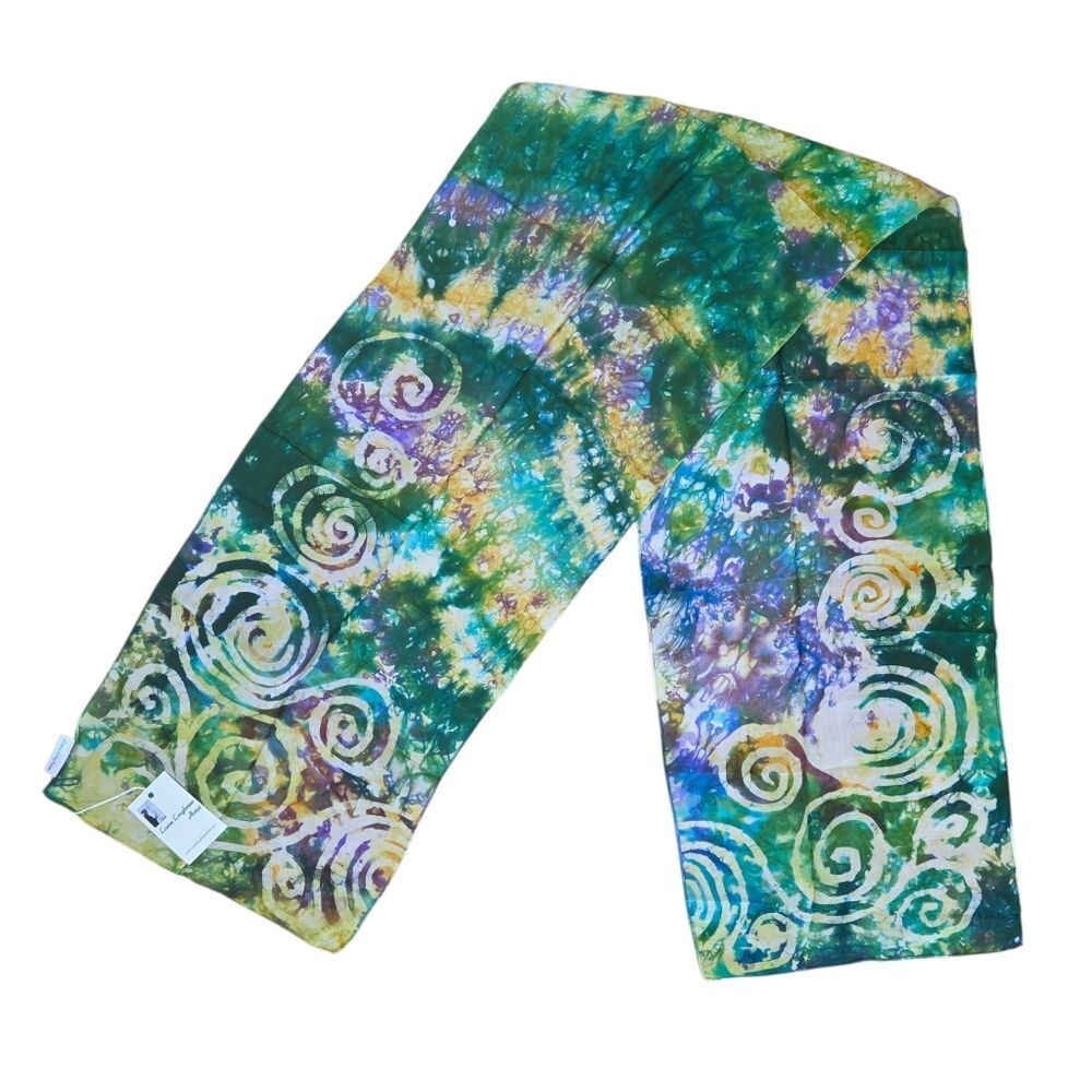 NWT Artsy Hand Painted 100% Silk Scarf Ireland Newgrange Louise Loughman Artist - Picture 2 of 9